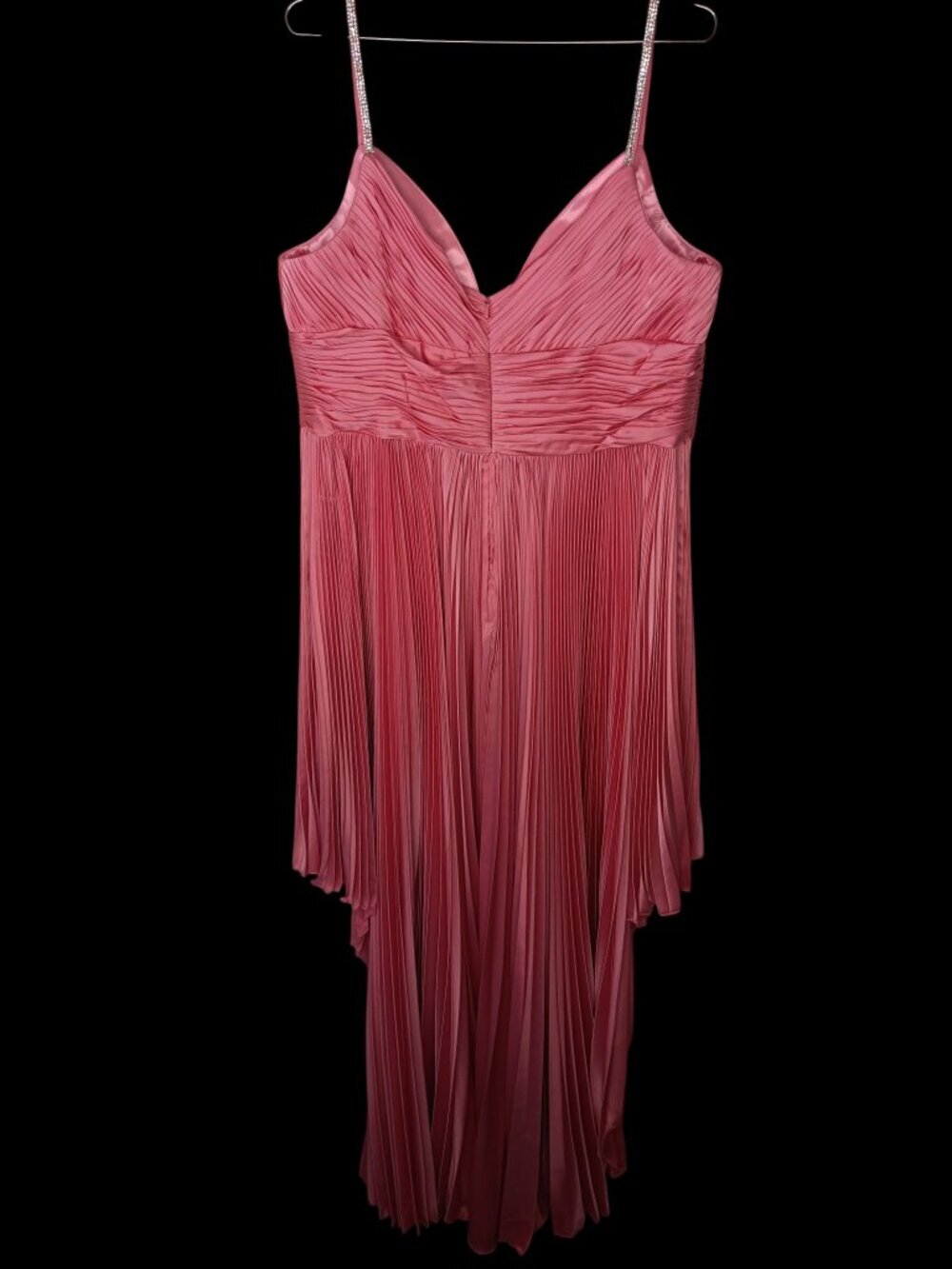 NWT Mac Duggal 77007 Pink High-Low Pleated Dress Size 16W Wedding Guest Party - Picture 9 of 16